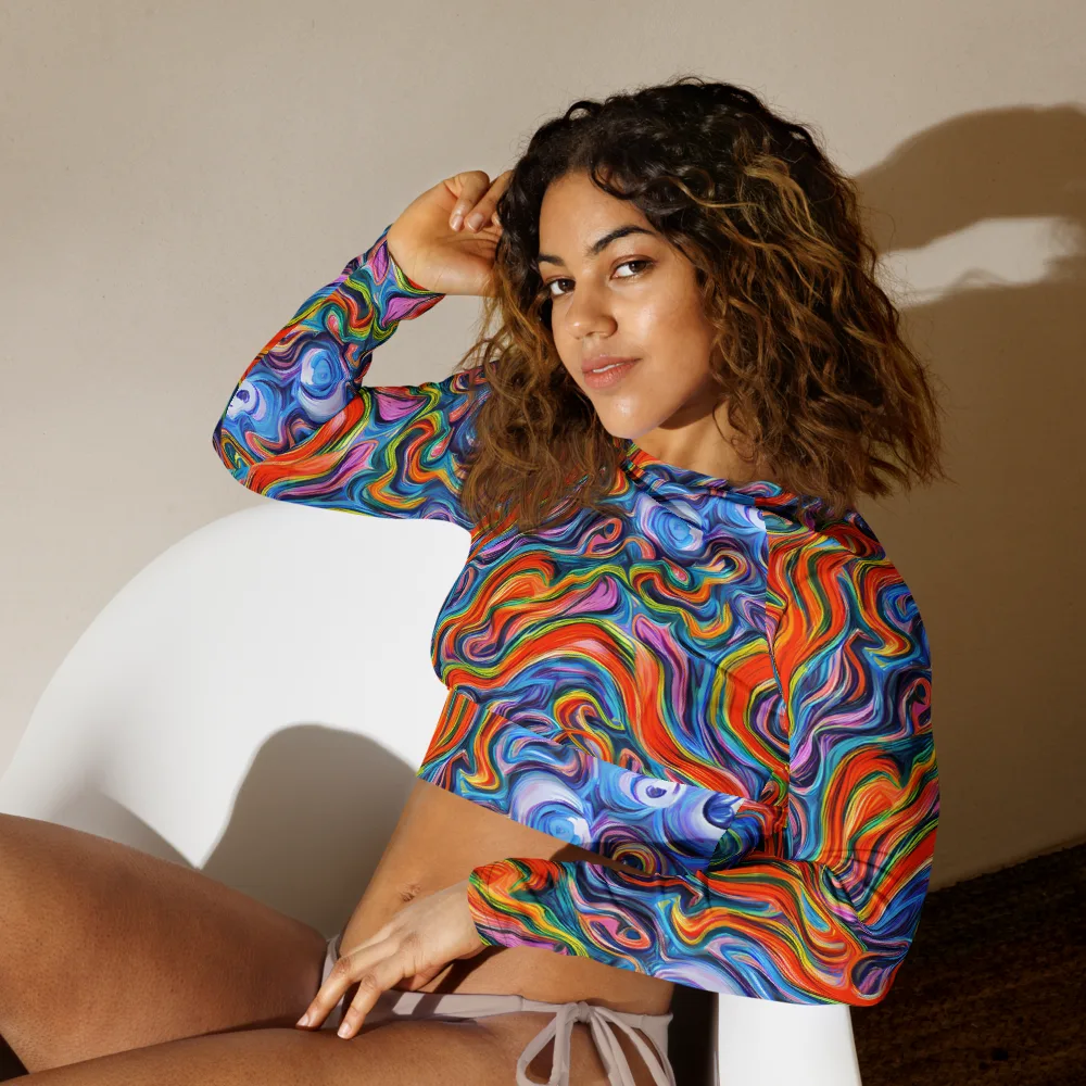 Riptide Radiance on Long Sleeve Crop Top — Left Front