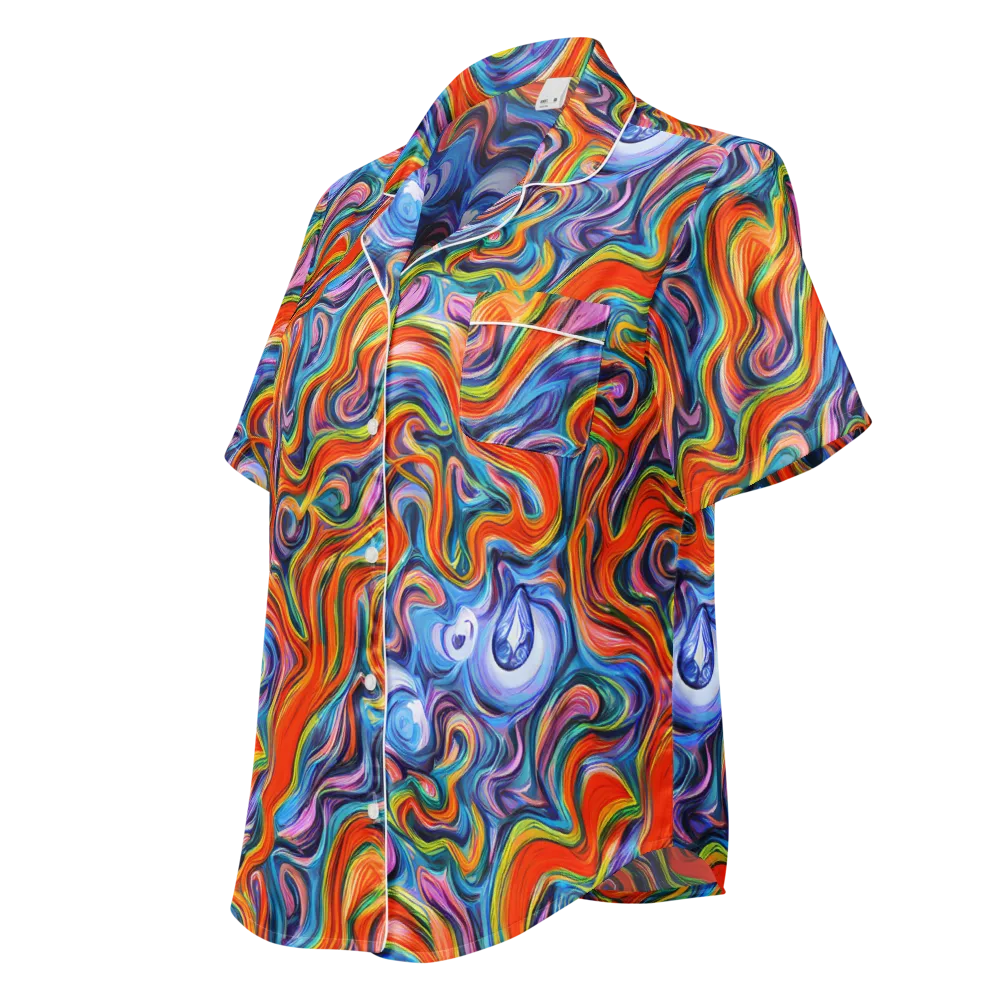 Riptide Radiance on Women's Short Sleeve Pajama Top — Left Front