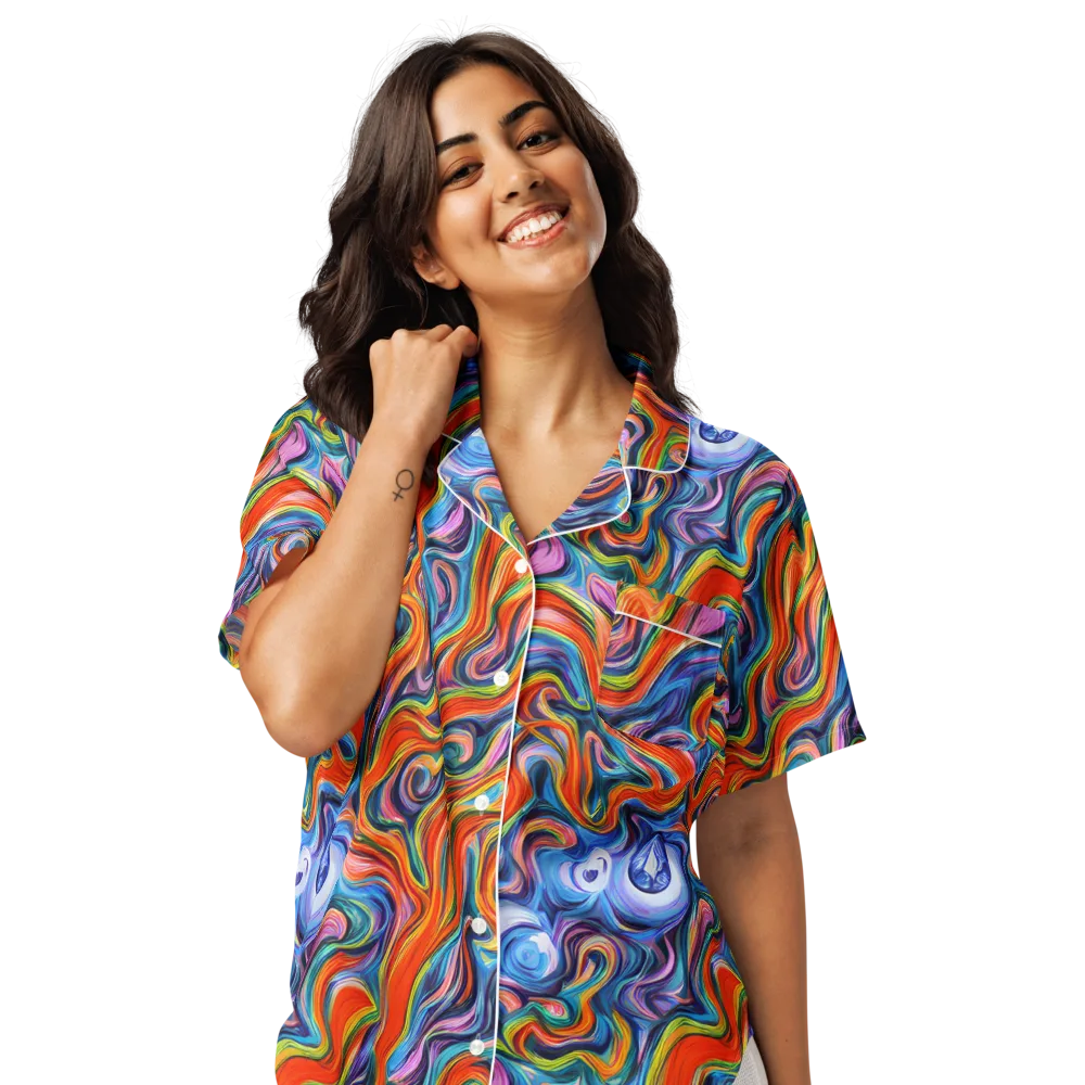 Riptide Radiance on Women's Short Sleeve Pajama Top — Front