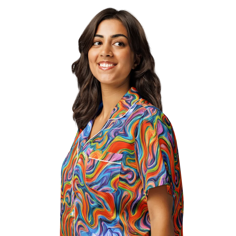 Riptide Radiance on Women's Short Sleeve Pajama Top — Left Front