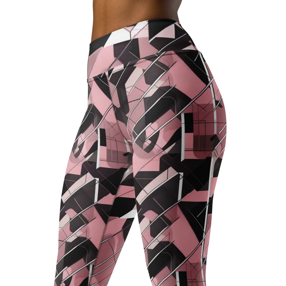 Rosewood Circuit on Yoga Leggings — Left Front