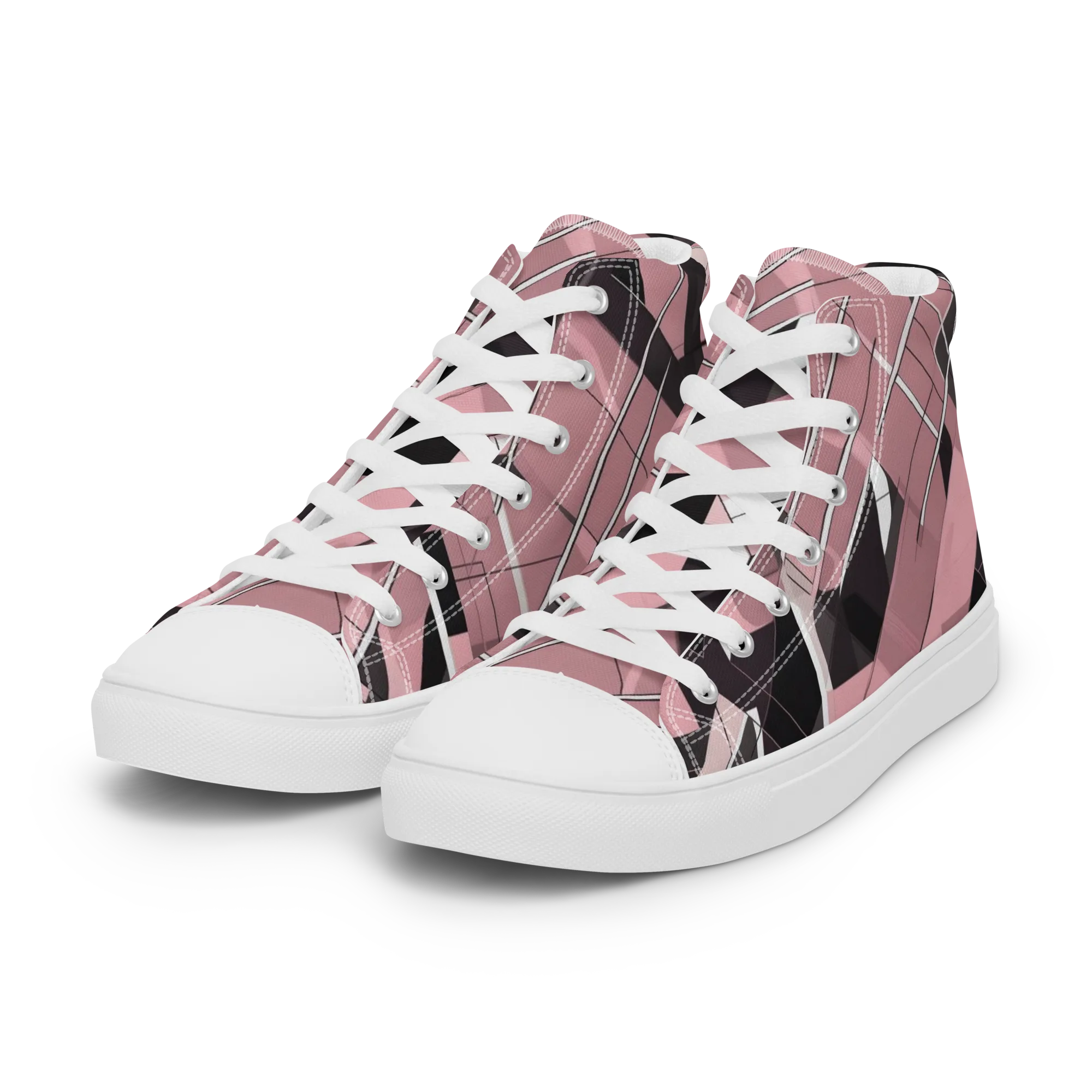 Rosewood Circuit on Women's High Top Canvas Shoes — Left Front