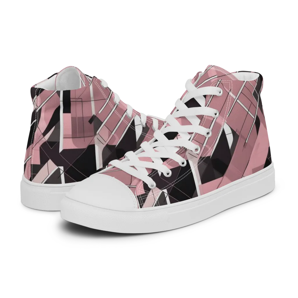 Rosewood Circuit on Women's High Top Canvas Shoes — Left