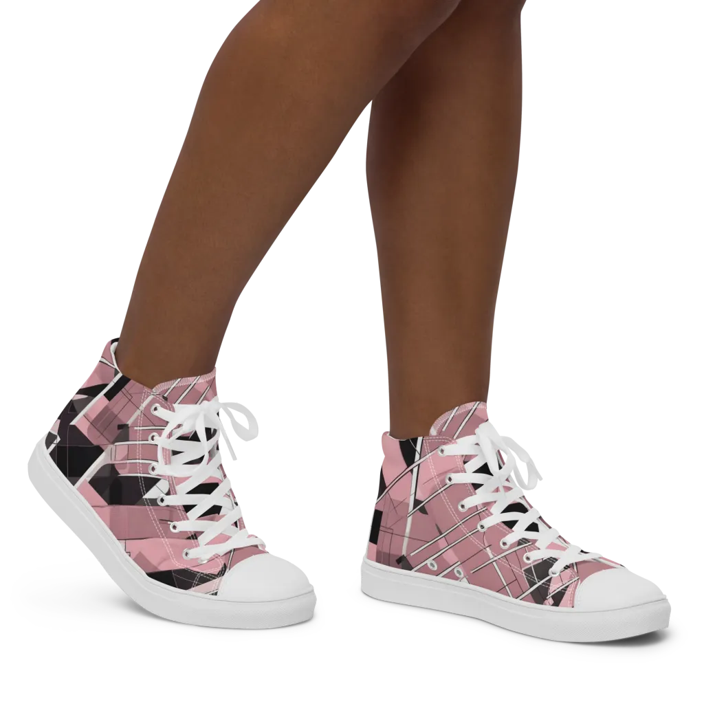 Rosewood Circuit on Women's High Top Canvas Shoes — Right