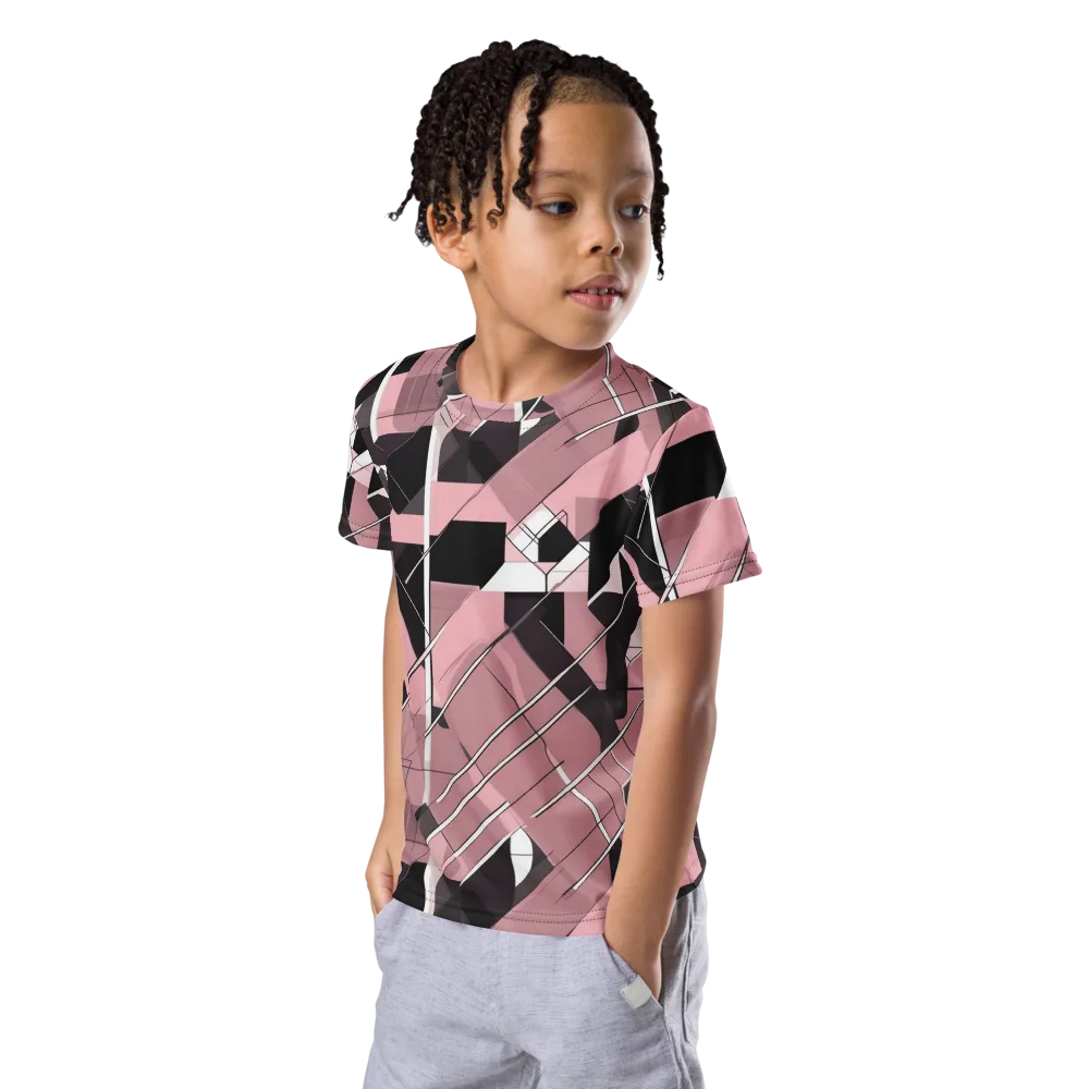Rosewood Circuit on Kids Crew Neck T-Shirt — Left Front