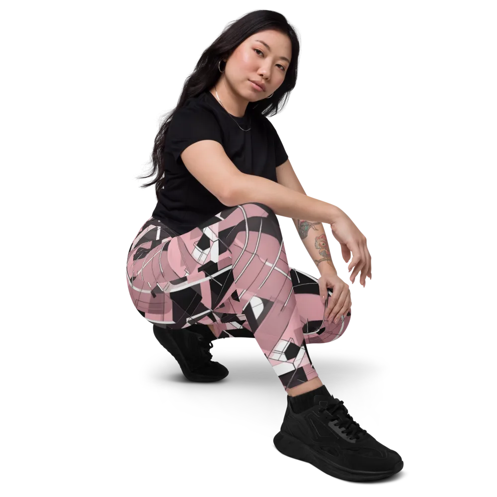 Rosewood Circuit on Leggings with Pockets — Right Front