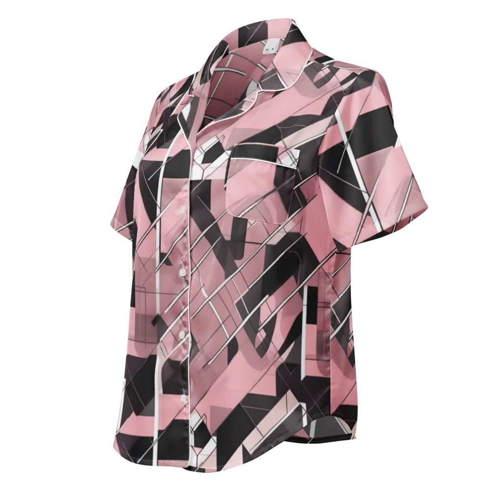 Rosewood Circuit on Women's Short Sleeve Pajama Top — Left Front