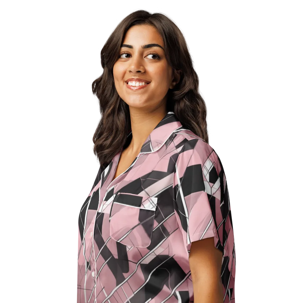 Rosewood Circuit on Women's Short Sleeve Pajama Top — Left Front