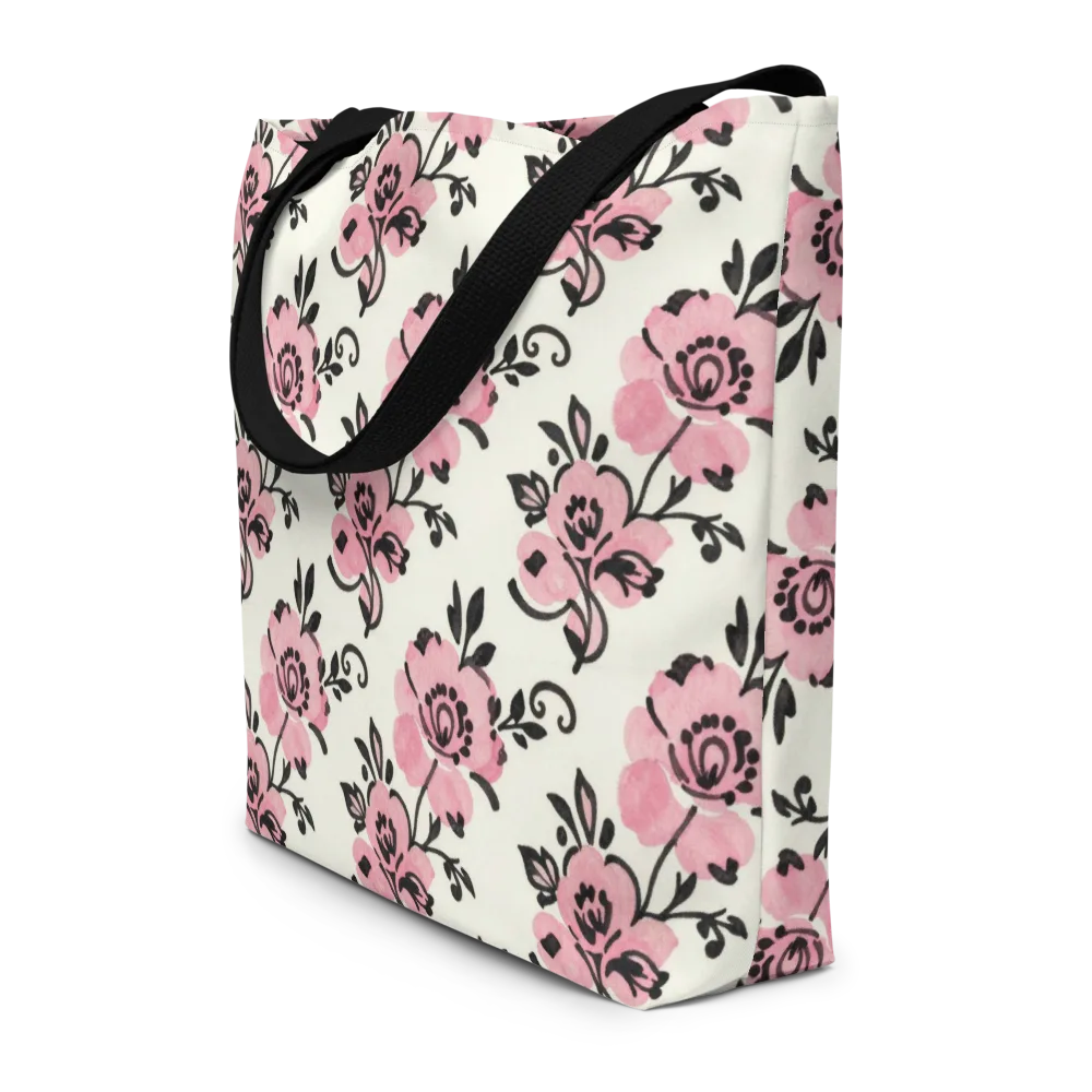Pink Ink Garden on Large Tote Bag W/ Pocket — Front