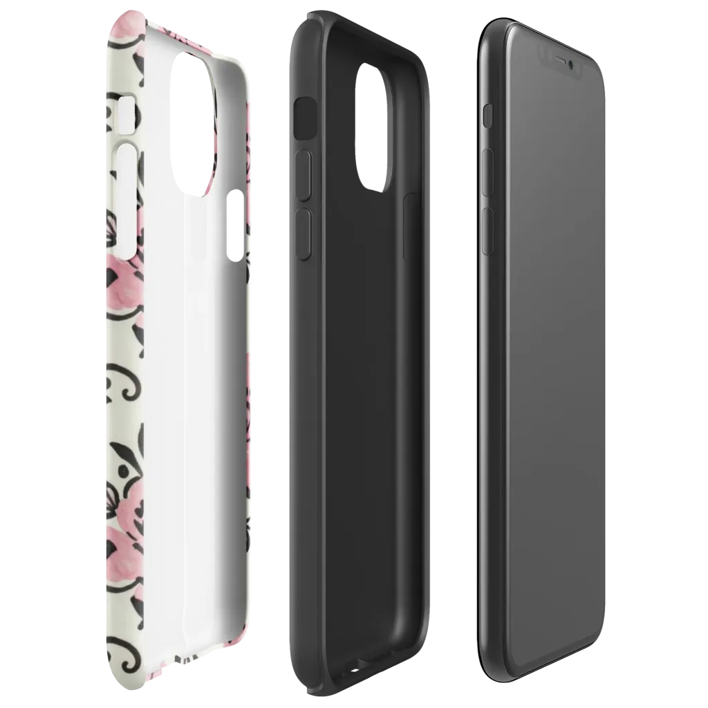 Pink Ink Garden on Tough Case for iPhone® — Right