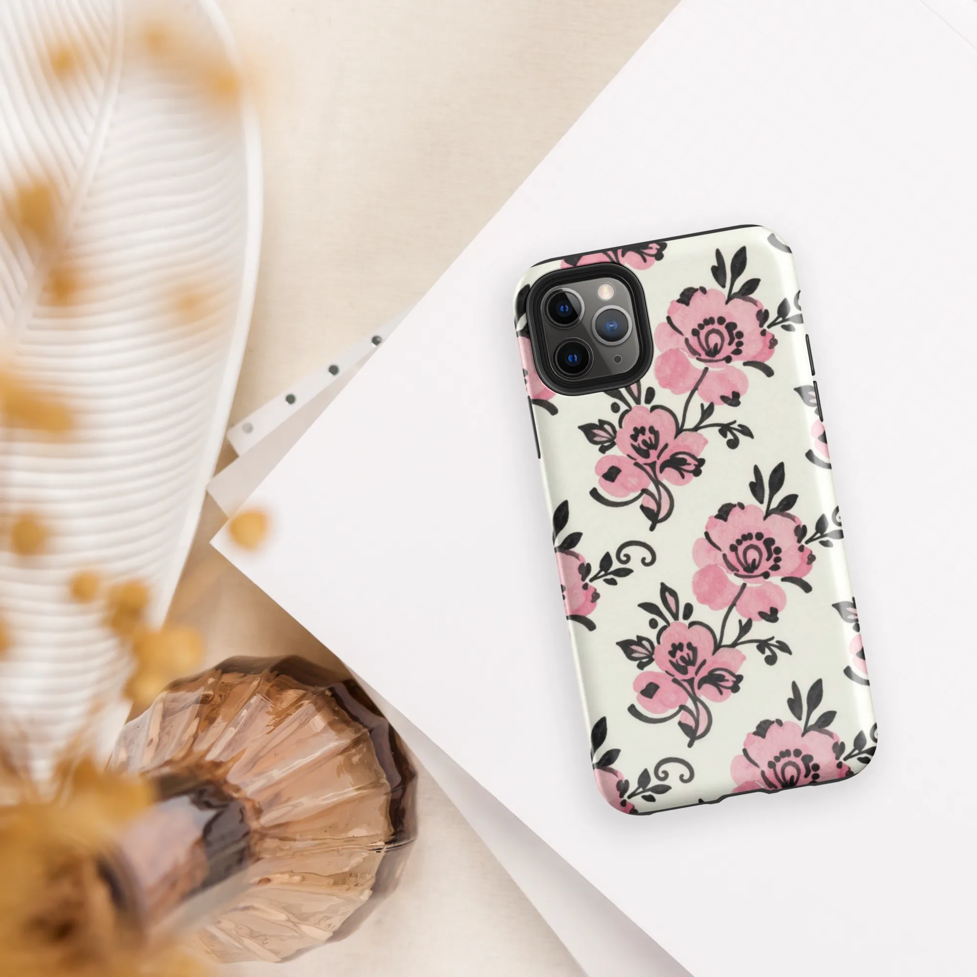 Pink Ink Garden on Tough Case for iPhone® — Front