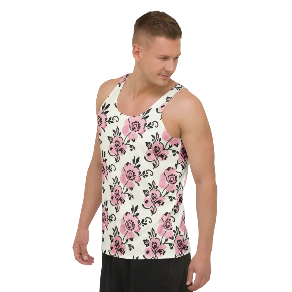 Pink Ink Garden on Men's Tank Top — Left Front