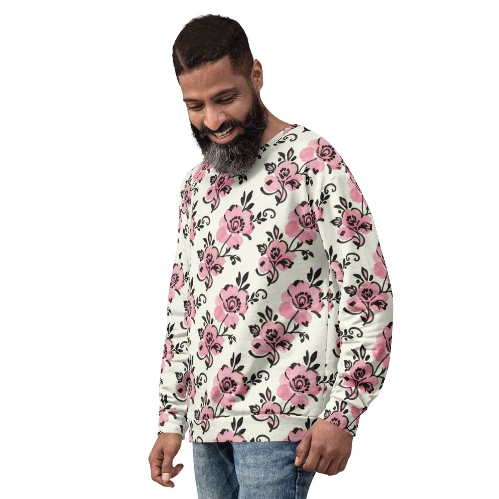 Pink Ink Garden on Sweatshirt — Left Front