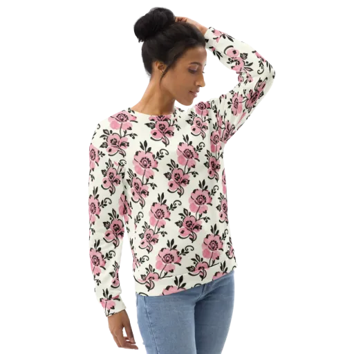 Pink Ink Garden on a Sweatshirt