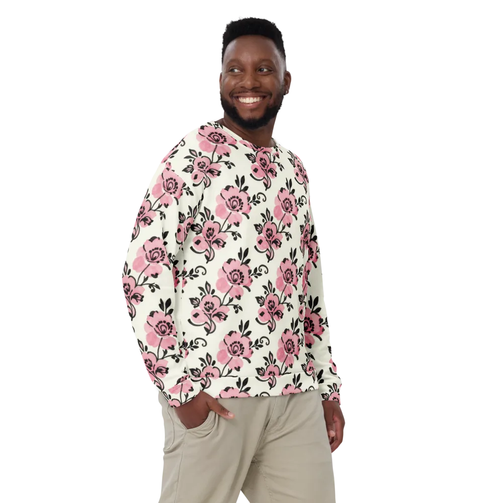 Pink Ink Garden on Sweatshirt — Front