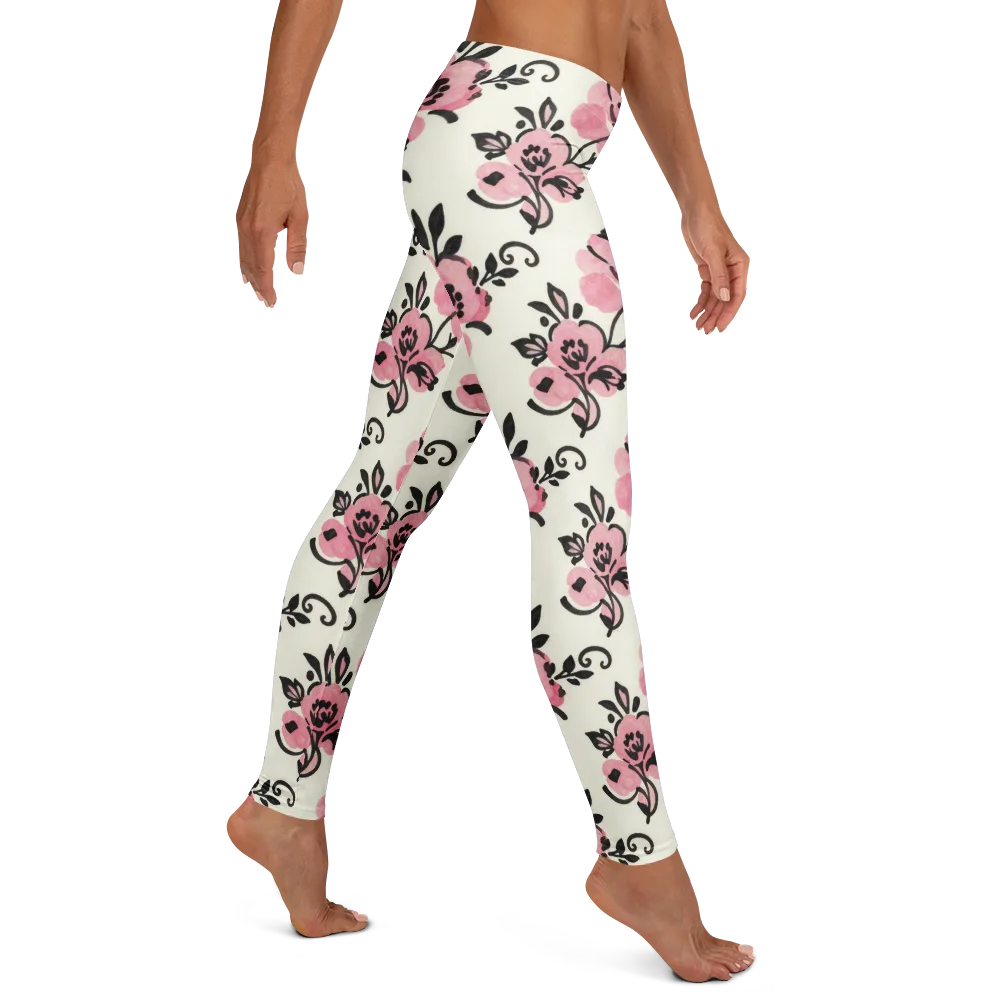 Pink Ink Garden on Leggings — Right