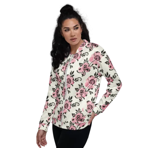 Pink Ink Garden on a Bomber Jacket