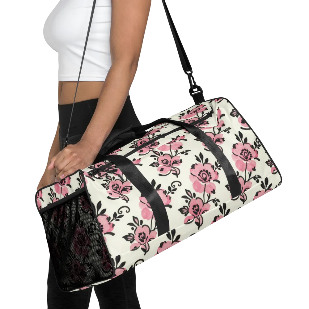 Pink Ink Garden on Duffle Bag — Front