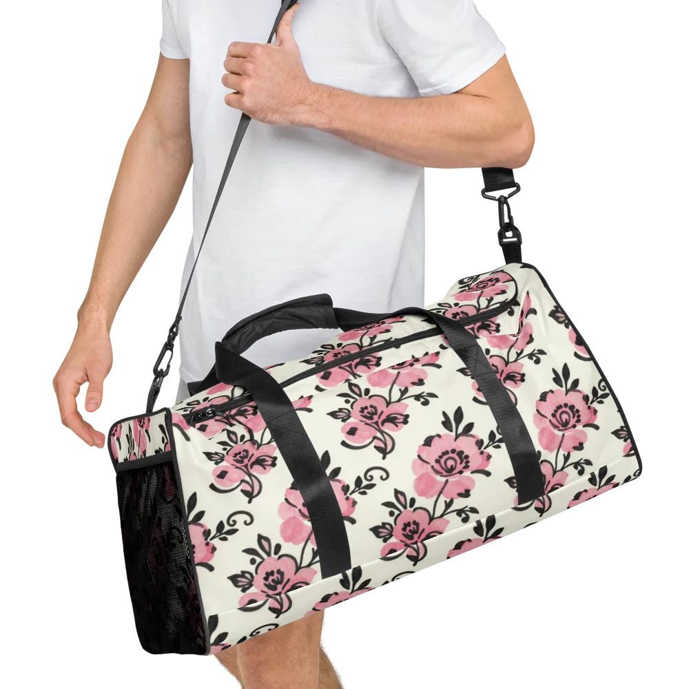 Pink Ink Garden on Duffle Bag — Right Front