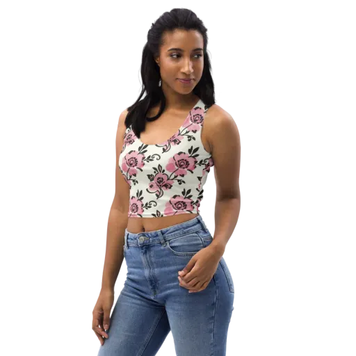 Pink Ink Garden on a Crop Top