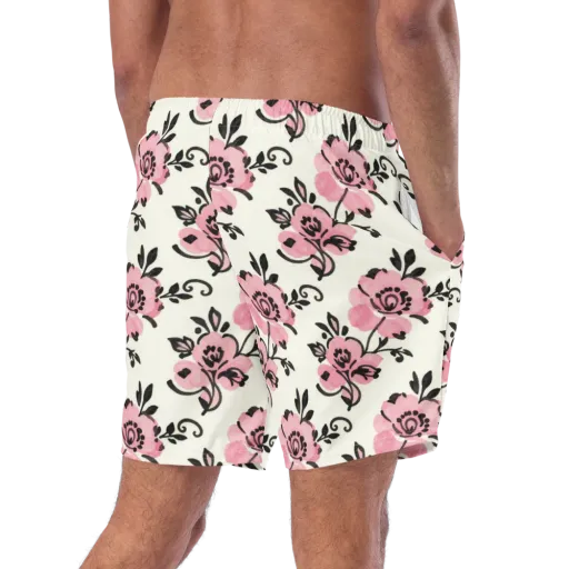 Pink Ink Garden on a Swim Trunks