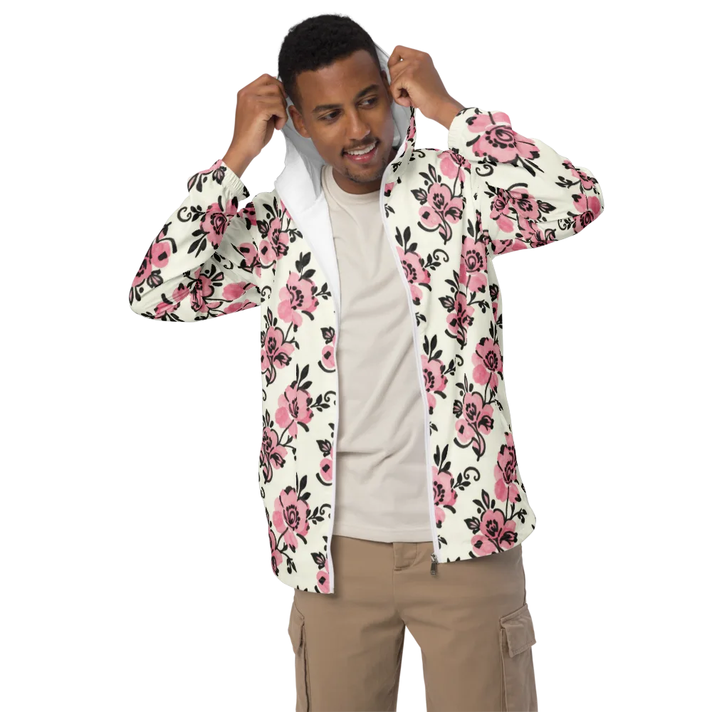Pink Ink Garden on Men's Windbreaker — Front