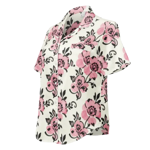 Pink Ink Garden on a Women's Short Sleeve Pajama Top