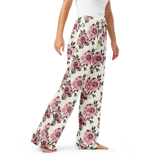 Pink Ink Garden on a Women's Pajama Pants