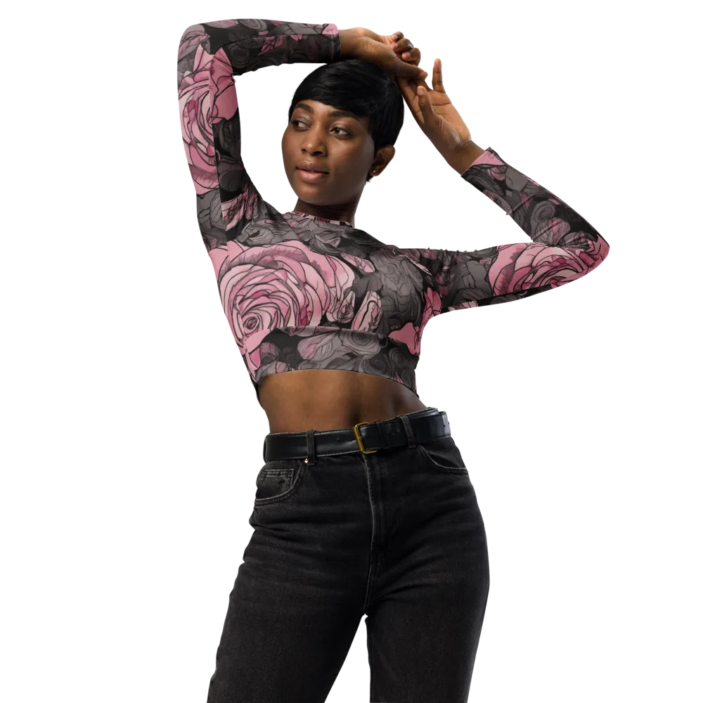 Blush Afterdark on Long Sleeve Crop Top — Front