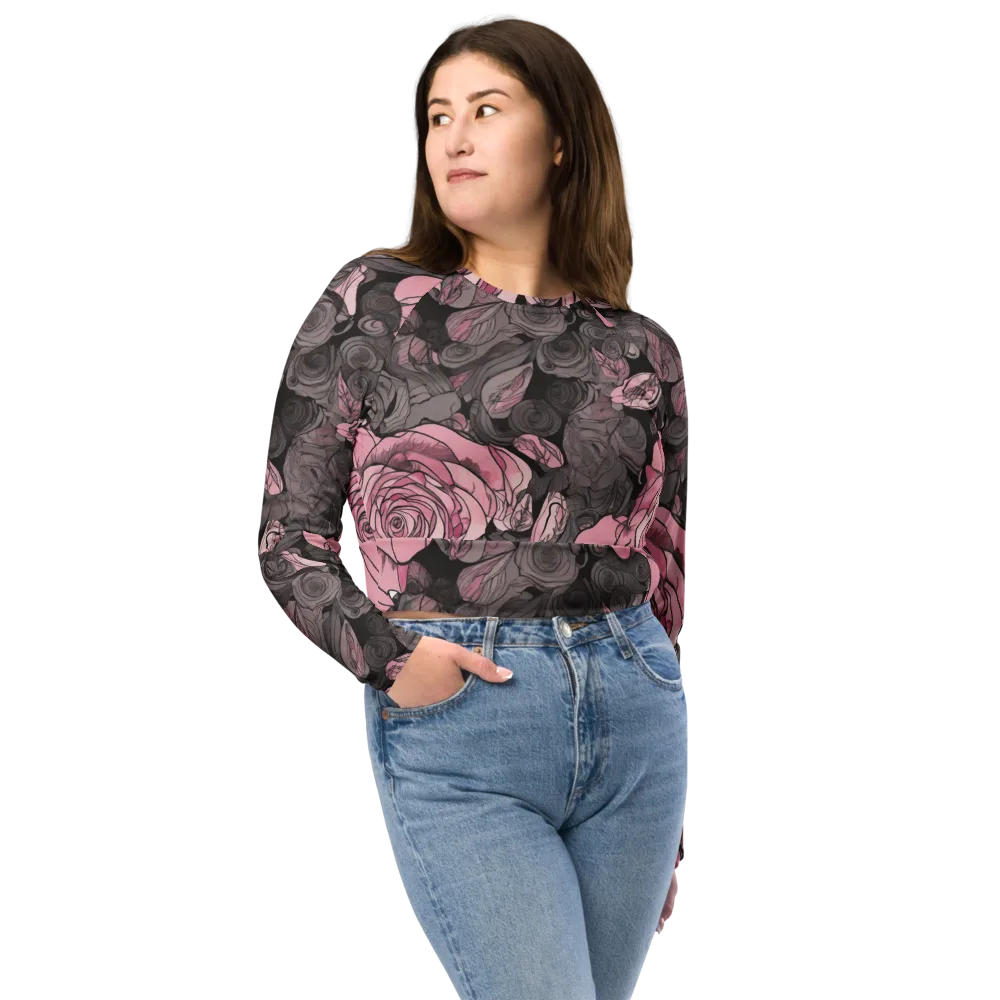 Blush Afterdark on Long Sleeve Crop Top — Front