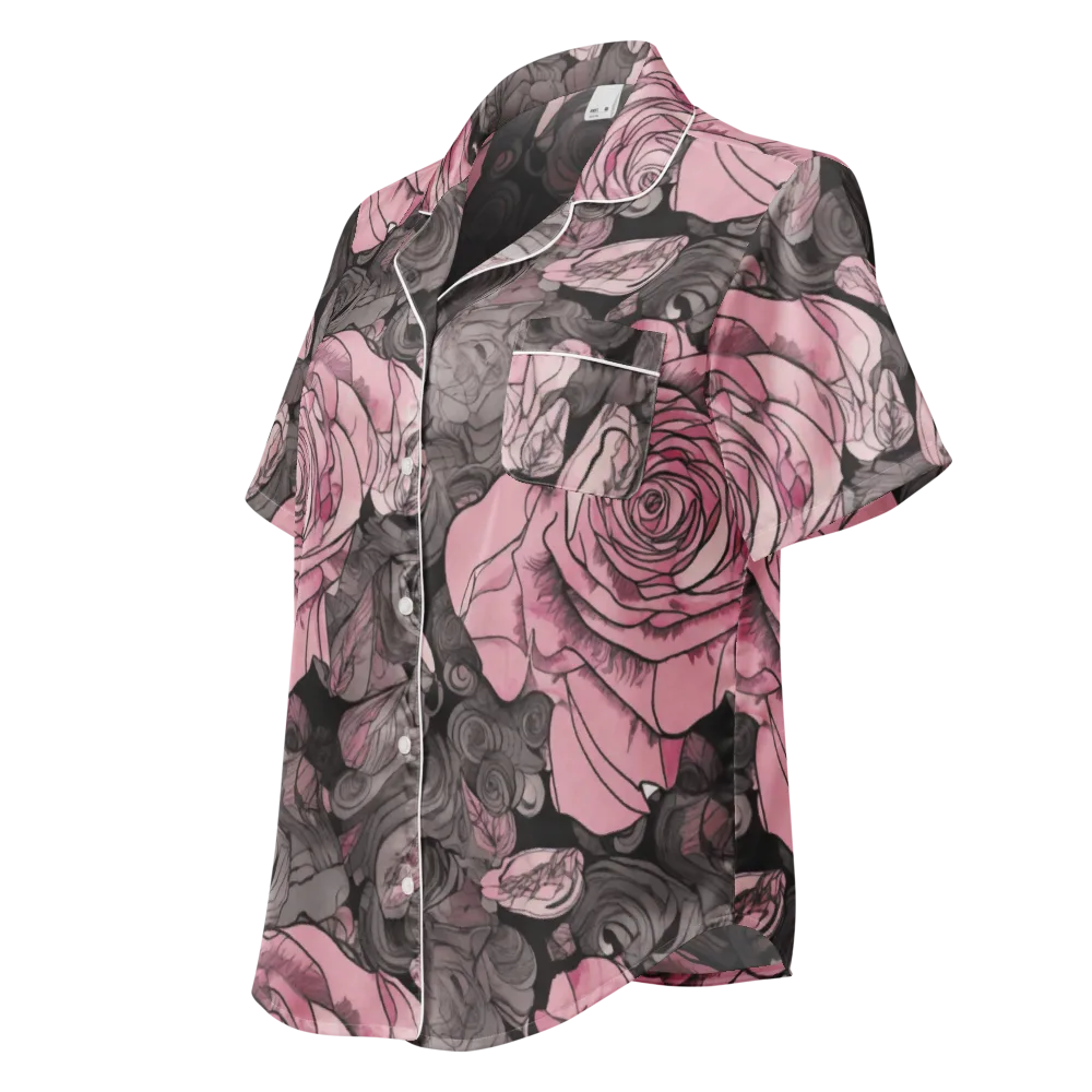 Blush Afterdark on Women's Short Sleeve Pajama Top — Left Front