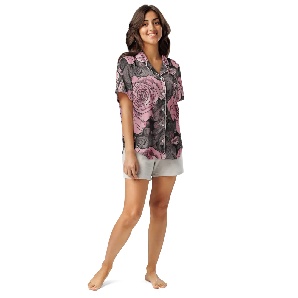 Blush Afterdark on Women's Short Sleeve Pajama Top — Front