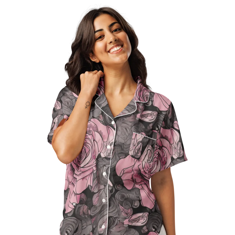 Blush Afterdark on Women's Short Sleeve Pajama Top — Front