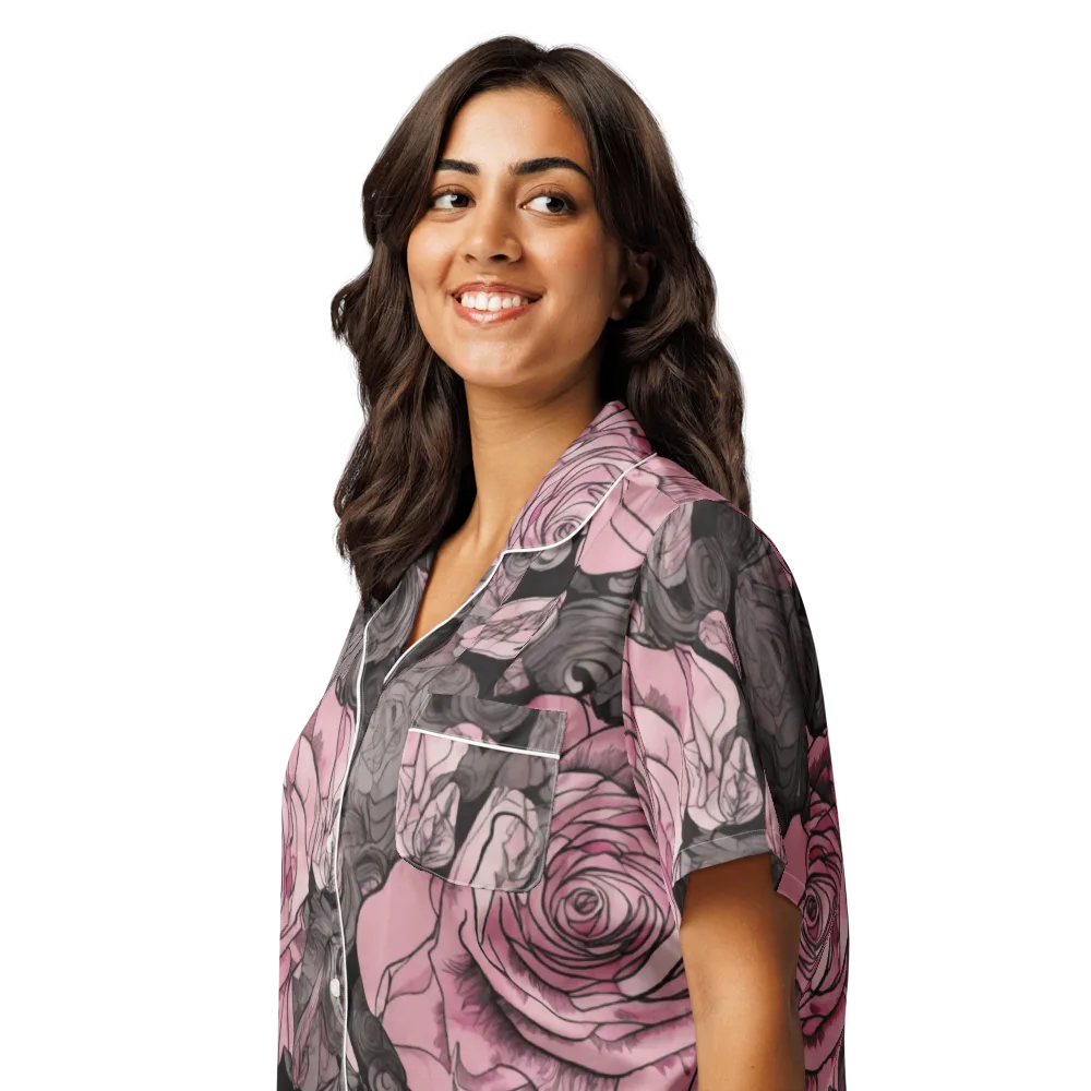 Blush Afterdark on Women's Short Sleeve Pajama Top — Left Front
