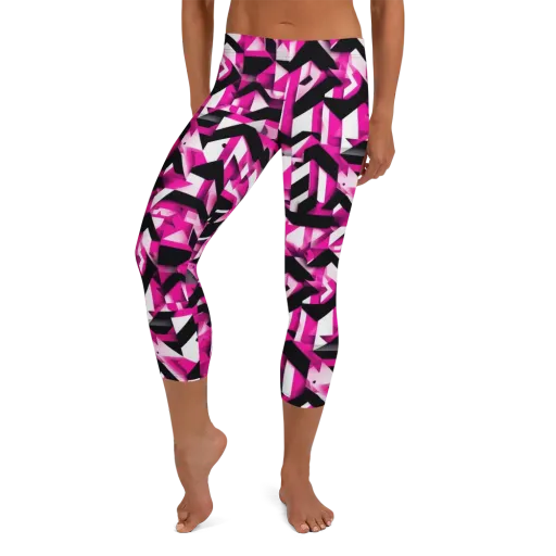 Neon Chevron Static on a Capri Leggings