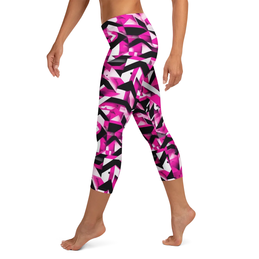 Neon Chevron Static on Capri Leggings — Left