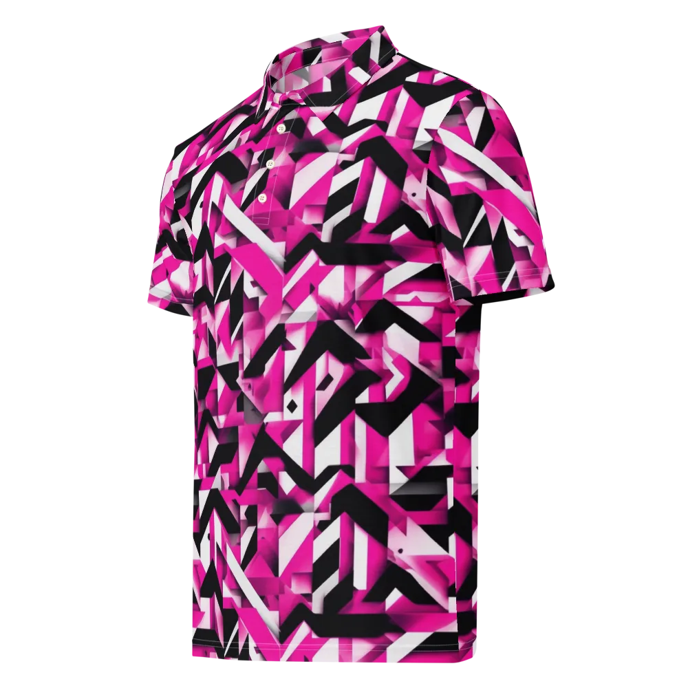 Neon Chevron Static on Men's Slim Fit Polo Shirt — Left Front