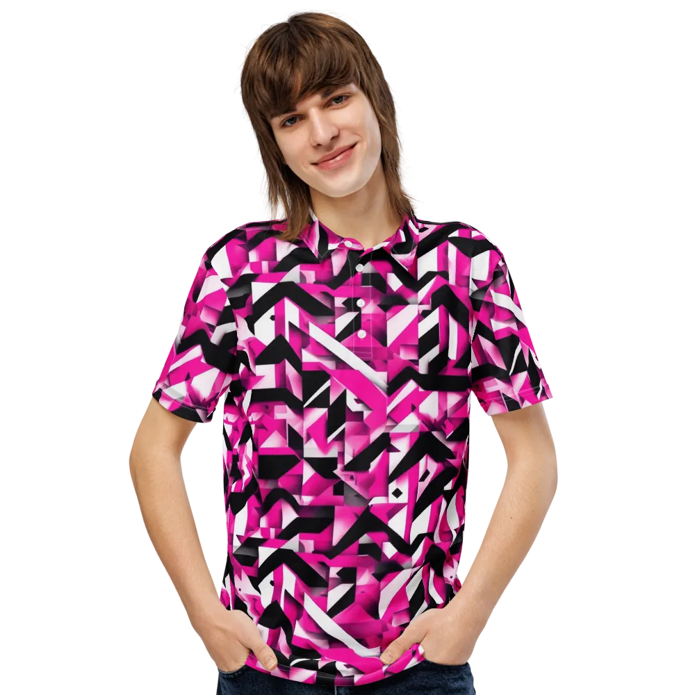 Neon Chevron Static on Men's Slim Fit Polo Shirt — Front