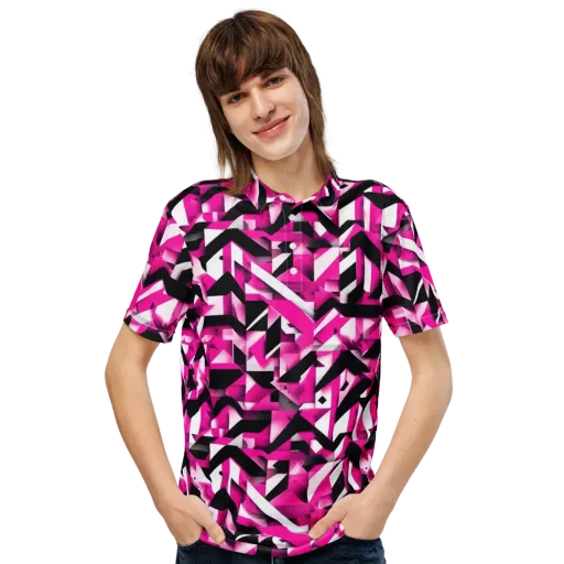 Neon Chevron Static on a Men's Slim Fit Polo Shirt