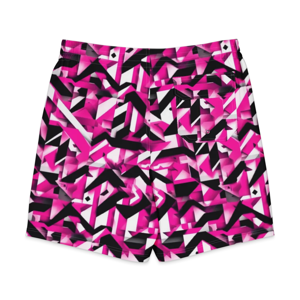 Neon Chevron Static on Men's Board Shorts — Back