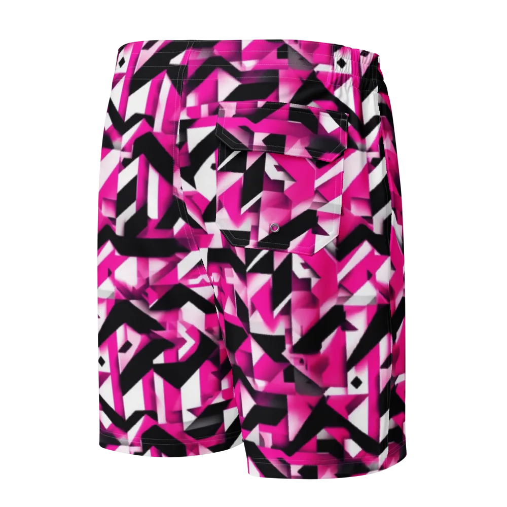 Neon Chevron Static on Men's Board Shorts — Back