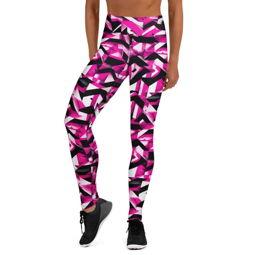 Neon Chevron Static on Yoga Leggings — Front