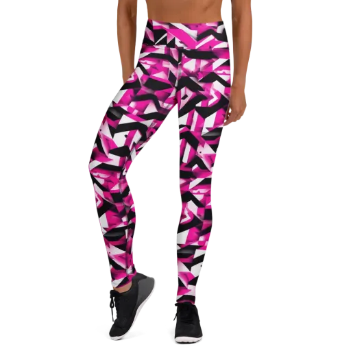 Neon Chevron Static on a Yoga Leggings