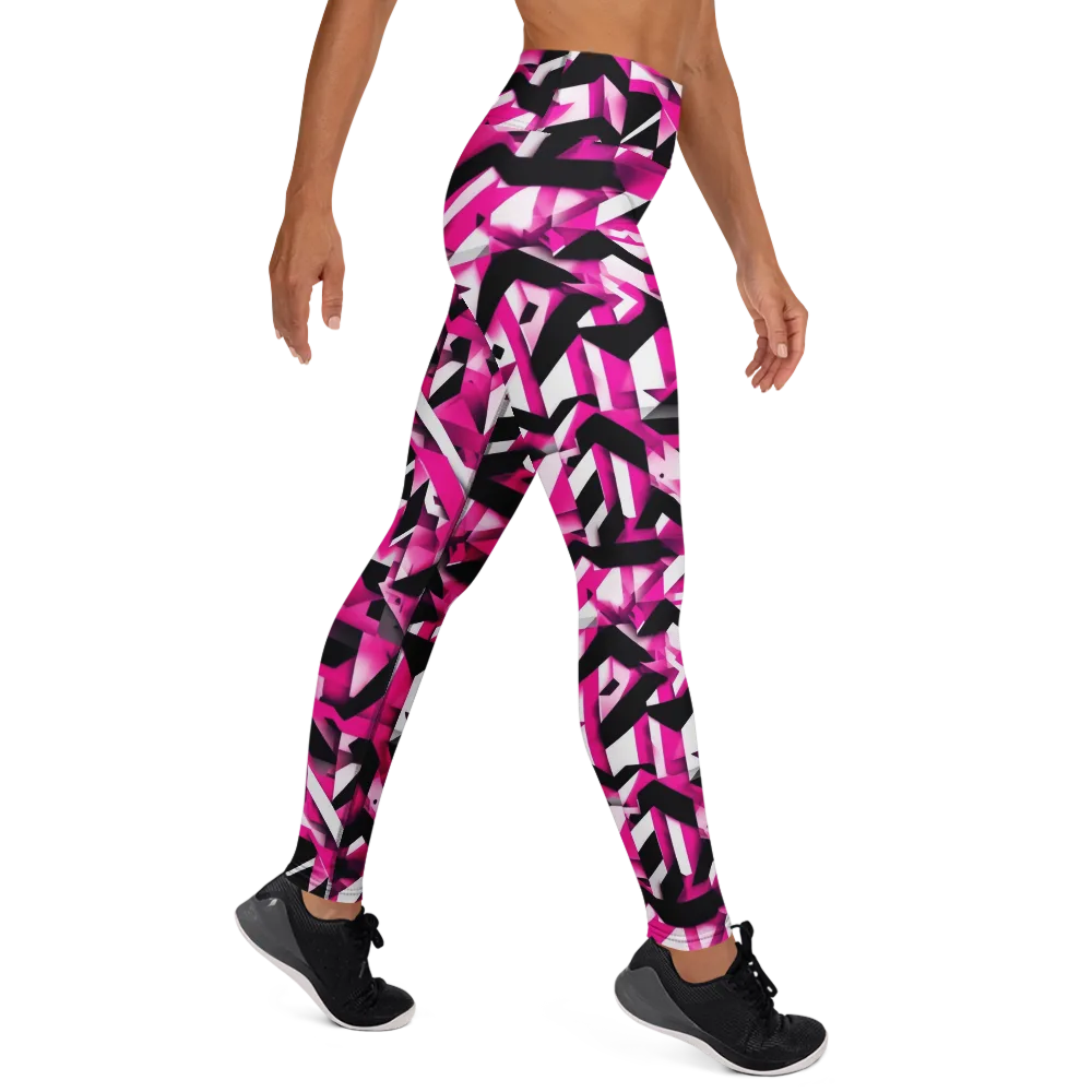 Neon Chevron Static on Yoga Leggings — Right