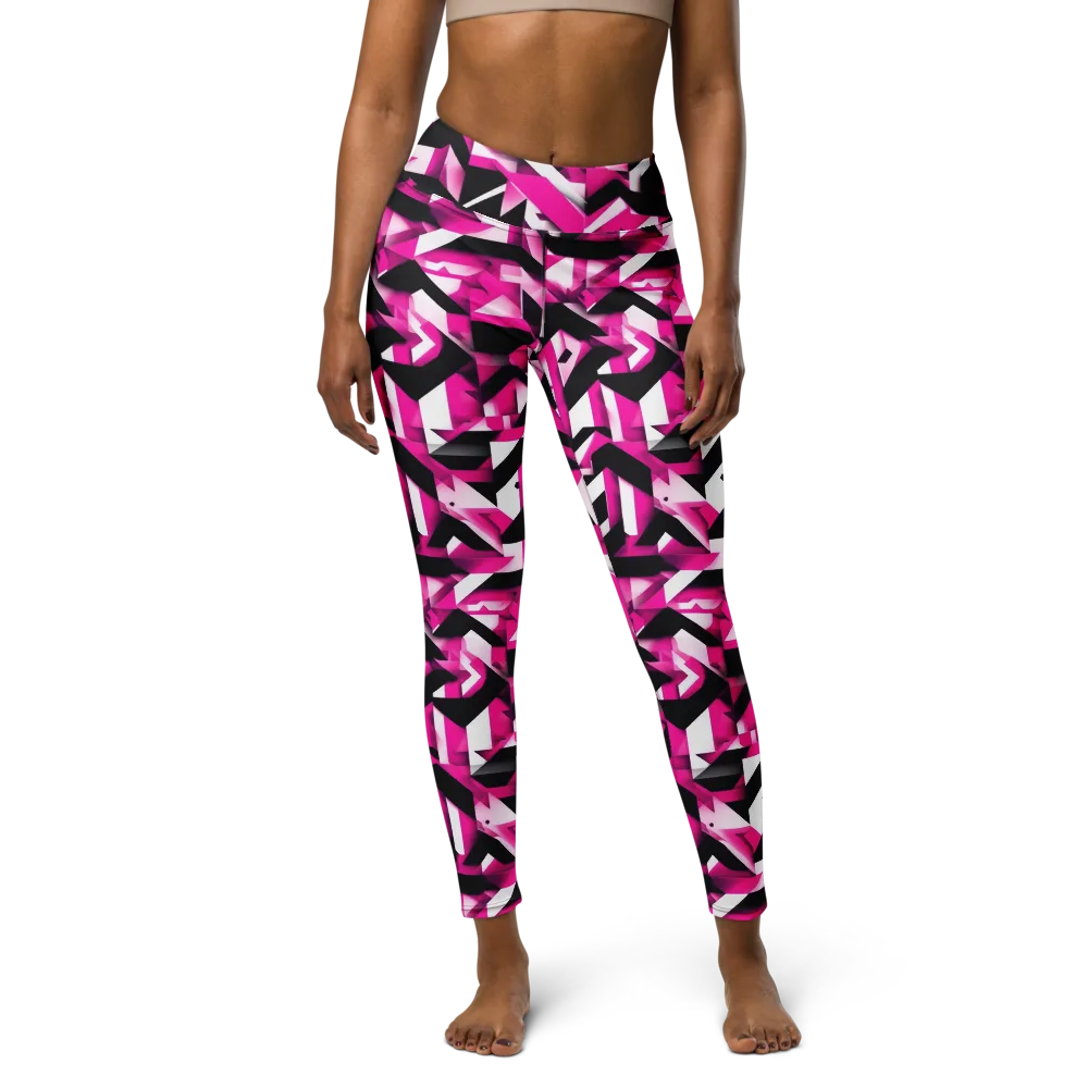 Neon Chevron Static on Yoga Leggings — Front