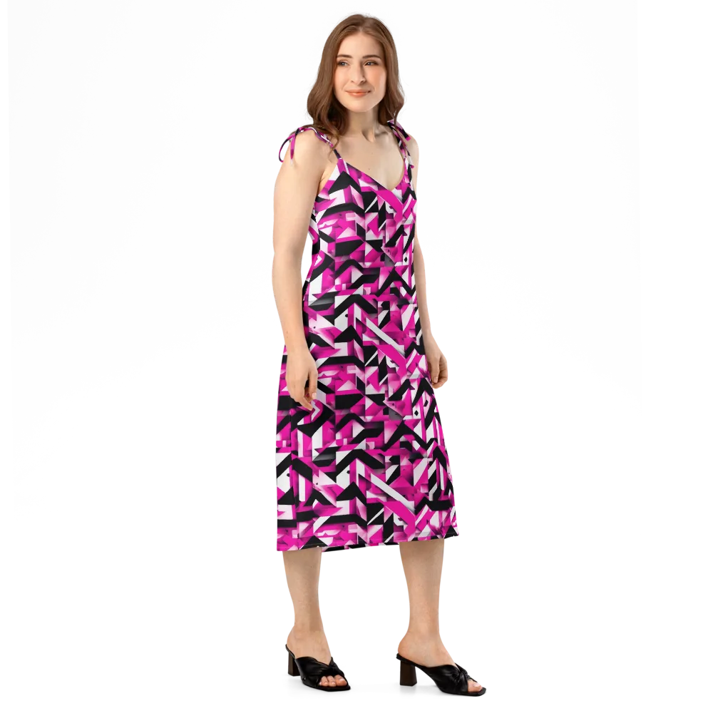 Neon Chevron Static on Slip Dress — Right Front