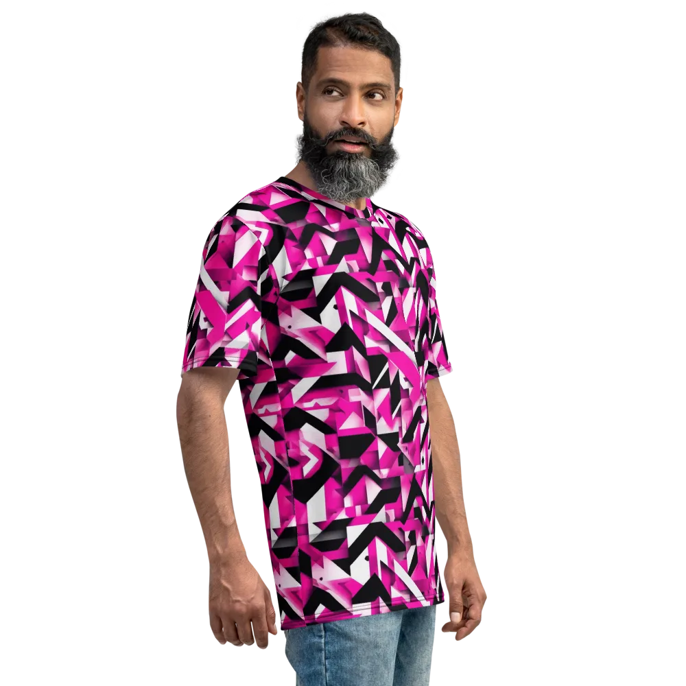 Neon Chevron Static on Men's Crew Neck T-Shirt — Right