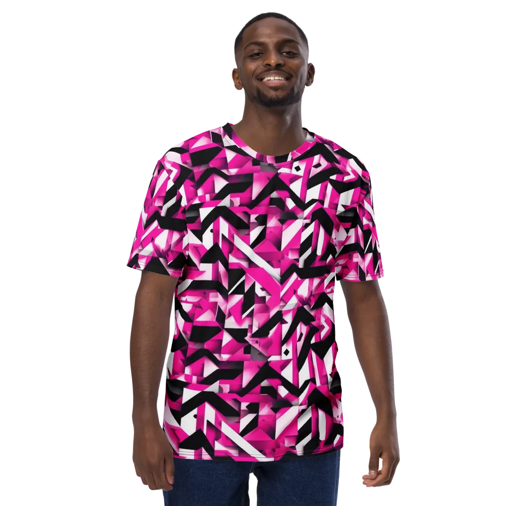 Neon Chevron Static on Men's Crew Neck T-Shirt — Front