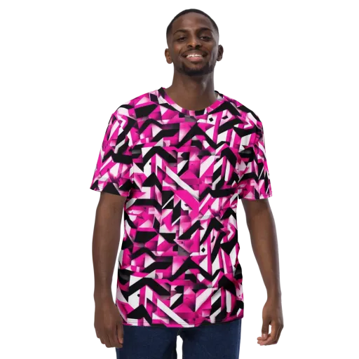 Neon Chevron Static on a Men's Crew Neck T-Shirt