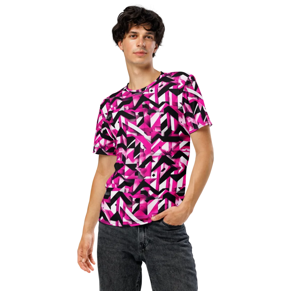 Neon Chevron Static on Men's Crew Neck T-Shirt — Front